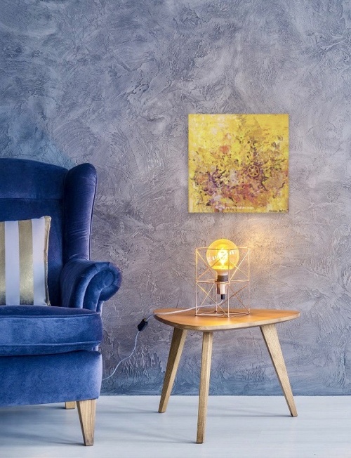 tableau abstrait jaune moutarde décoration murale