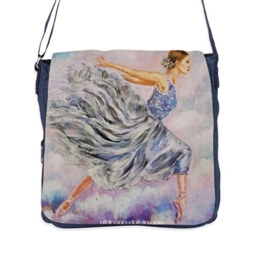 sac jean bleu mode danseuse avec rabat création artiste peintre Alarcon Dalvin