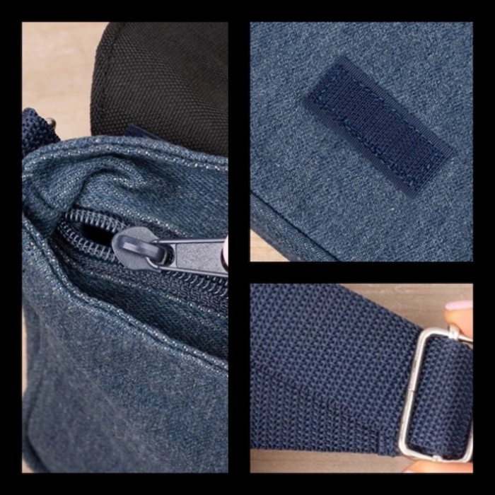 sac bandoulière en tissu jean bleu