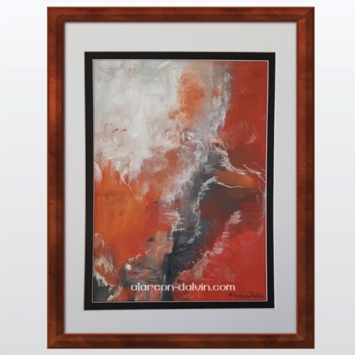 elan abstrait moderne oeuvre sur papier technique mixte rouge blanc gris