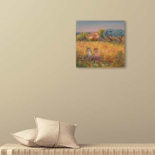 enfance en Provence décor mural tableau sur toile format carré artiste peintre Alarcon Dalvin