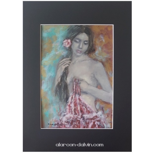 Peinture moderne femme tableau aquarelle Féminité peint main