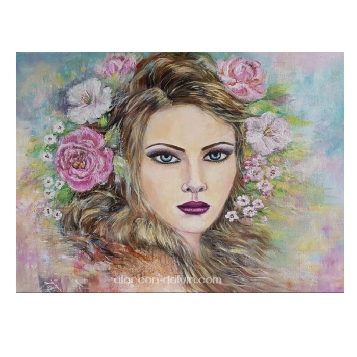 edition d'art sur toile flora déesse des fleurs portrait peinture femme romantique tableau toile imprimée à partir d'oeuvre d'artiste