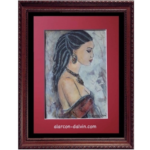 princesse d'ailleurs aquarelle oeuvre technique mixte ethnie contemporain