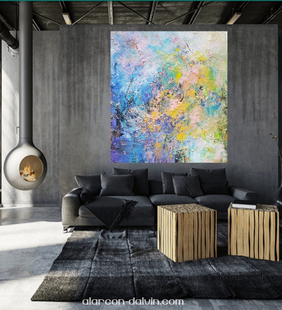 Tableau sur toile multicolore abstrait coloré déco moderne