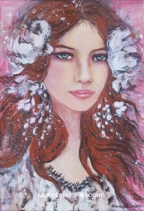 Tableau peinture aquarelle visage de femme moderne