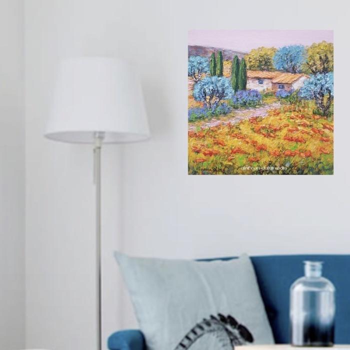 Tableau paysage campagne peinture paysage provence contemporain artiste peintre alarcon dalvin