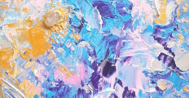 tableau abstrait moderne bleu or doré artiste peintre Danielle Alarcon Dalvin