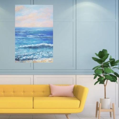 Tableau peinture mer moderne paysage marin peint main artiste peintre Alarcon Dalvin