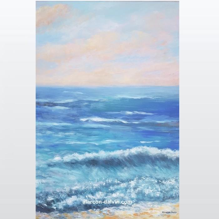 tableau peinture vue sur la mer bord de mer méditerranéen artiste peintre Alarcon Dalvin
