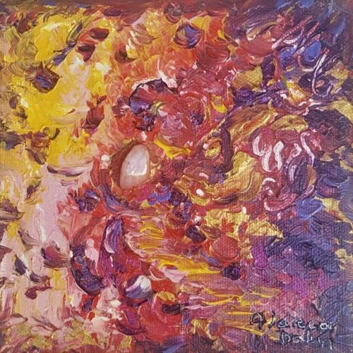 peinture abstraite rouge or jaune violet acrylique relief