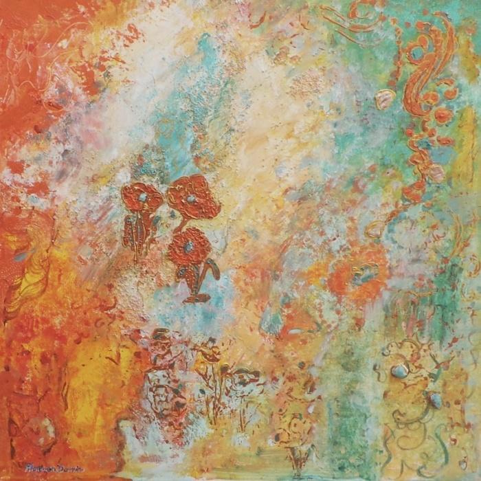 ableau-abstrait-orange-vert-nature-artiste-peintre-alarcon-dalvin
