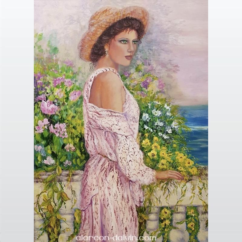 Tableau femme bord de mer peinture sur toile peint main