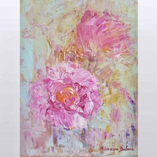 tableau abstrait fleur moderne contemporain acrylique peint main artiste Danielle Alarcon Dalvin