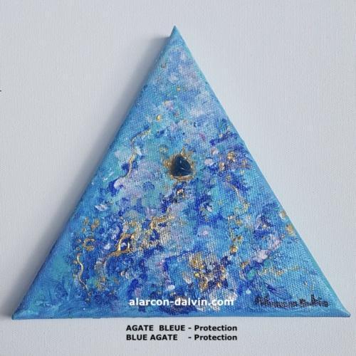 tableau abstrait bleu turquoise contemporain relief or argent