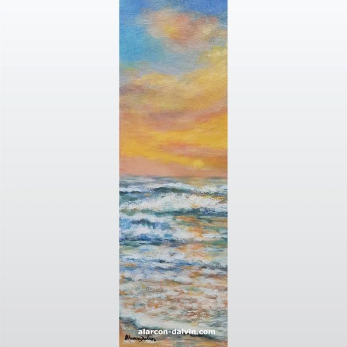 tableau peitnture mer coucher de soleil original fait main artiste peintre alarcon dalvinJPG