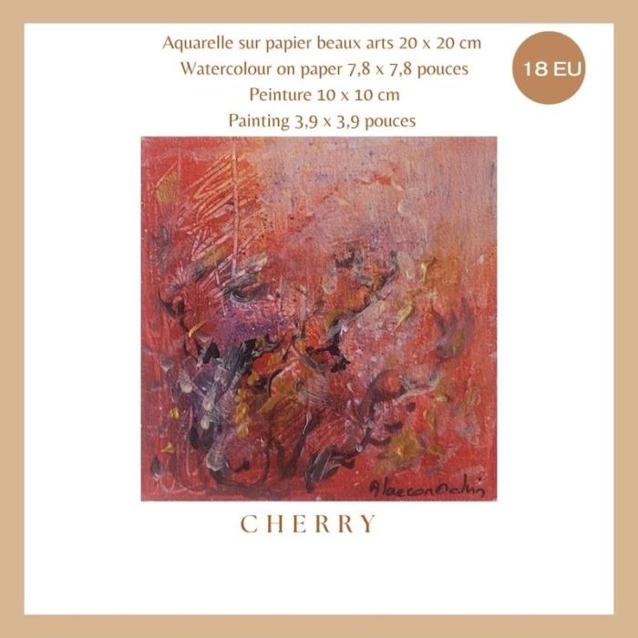 peinture aquarelle abstraite cherry rouge mauve orange or fait main Alarcon Dalvin orange