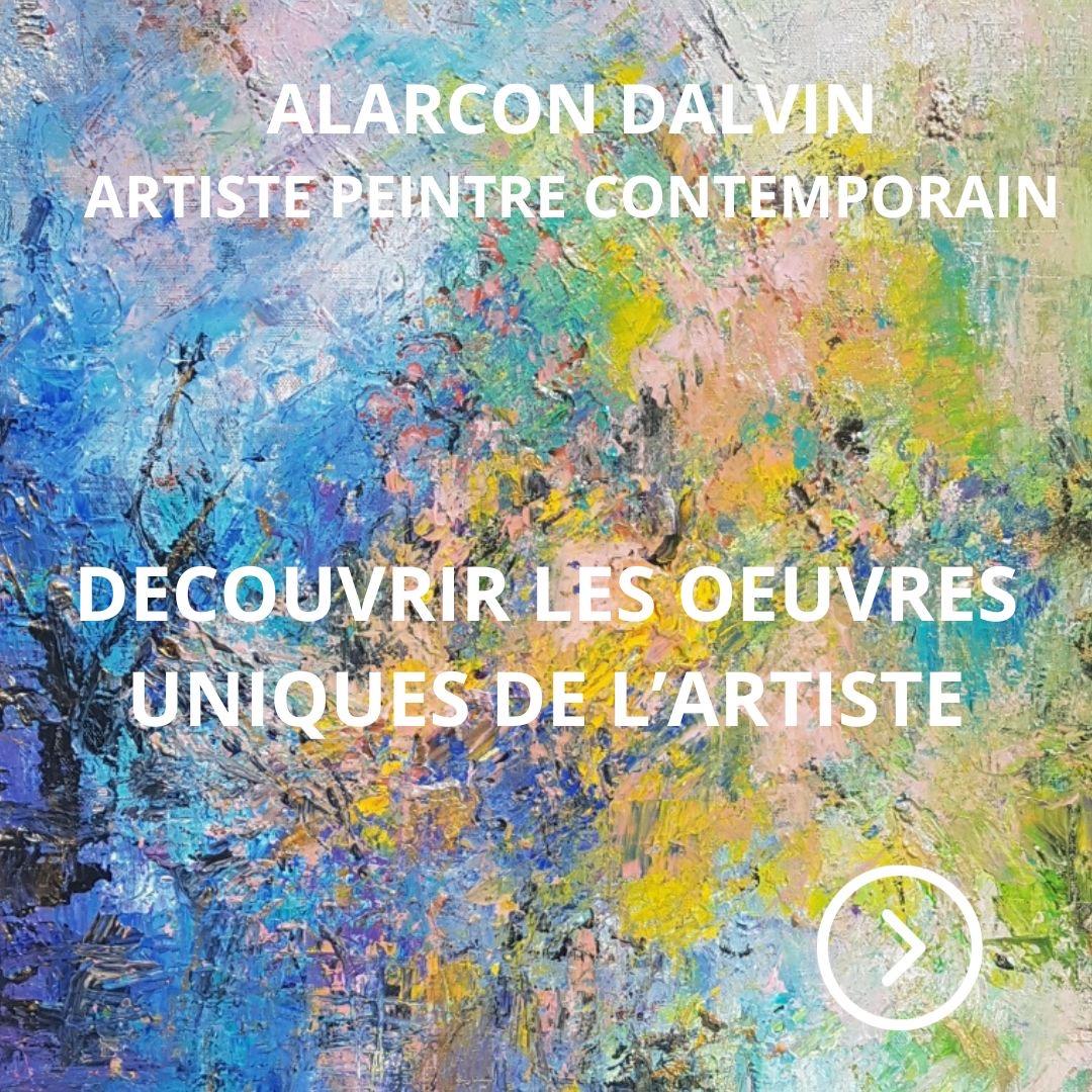 Peinture abstraite moderne au couteau multicolore Oeuvre unique abstraits multicolore de l'artiste peintre Alarcon Dalvin 