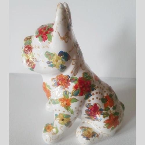 sculpture bouledogue français statue profil chien assis pièce unique