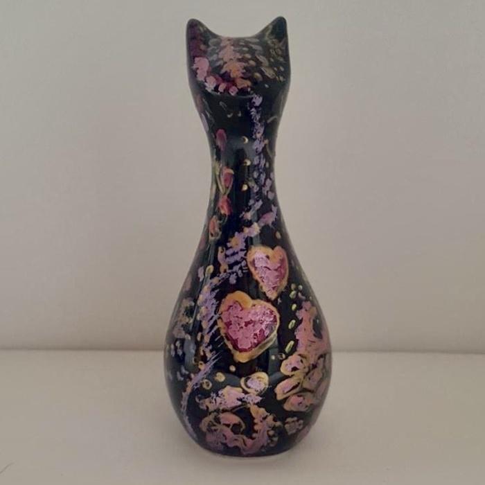 sculpture décorative chat céramique d'art unique création artisanale fait main artiste peintre Alarcon Dalvin