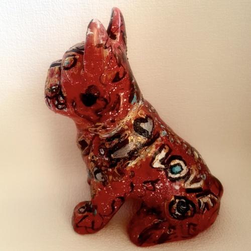 statue bouledogue pop art sculpture moderne oeuvre unique en céramique d'art fabrication française de qualité
