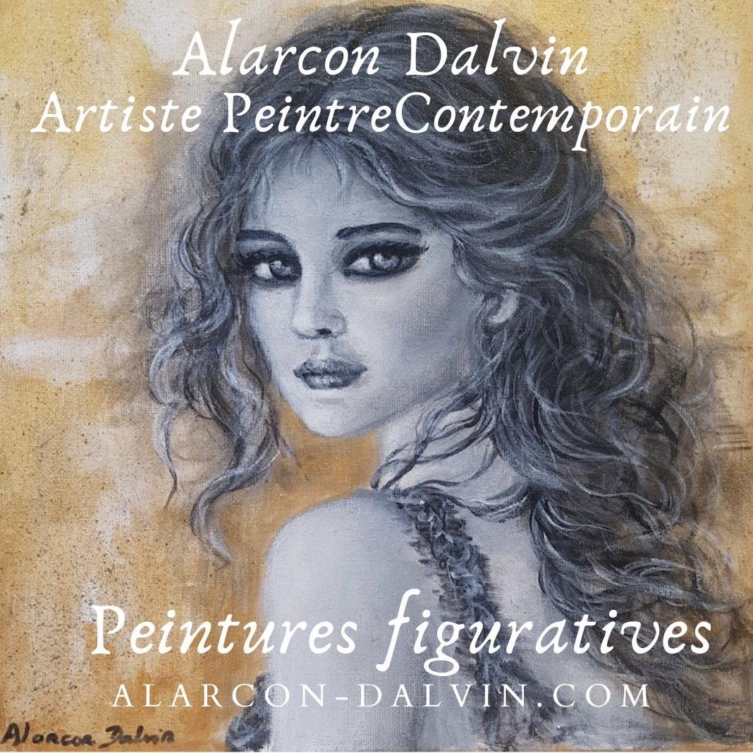 Artiste peintre contemporain Alarcon Dalvin peinture sur toile figurative