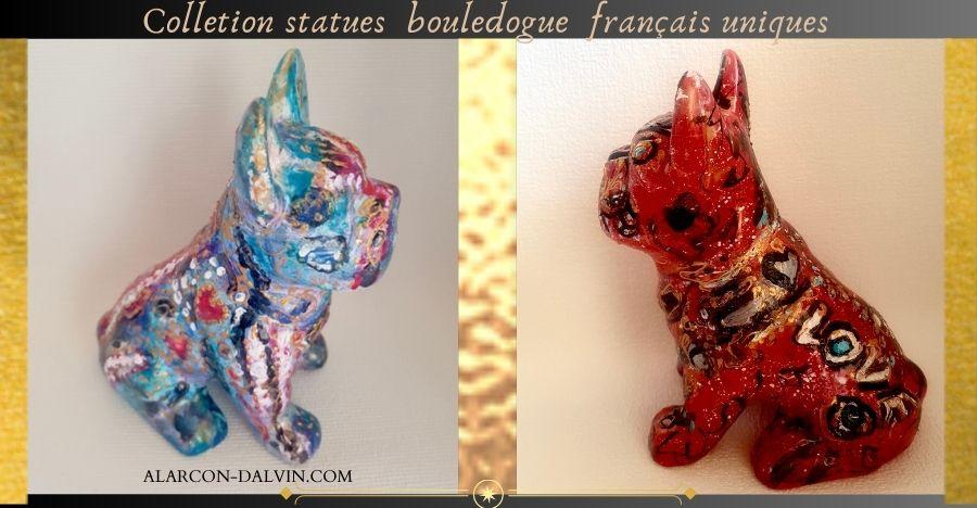 sculpture bouledogue français statue chien assis design céramique fait main
