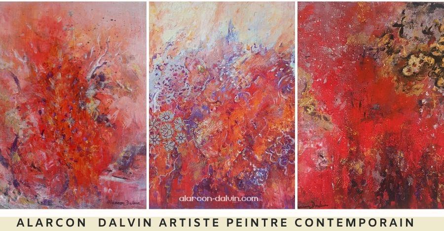 Peinture abstraite moderne acrylique rouge artiste peintre contemporain Alarcon Dalvin 