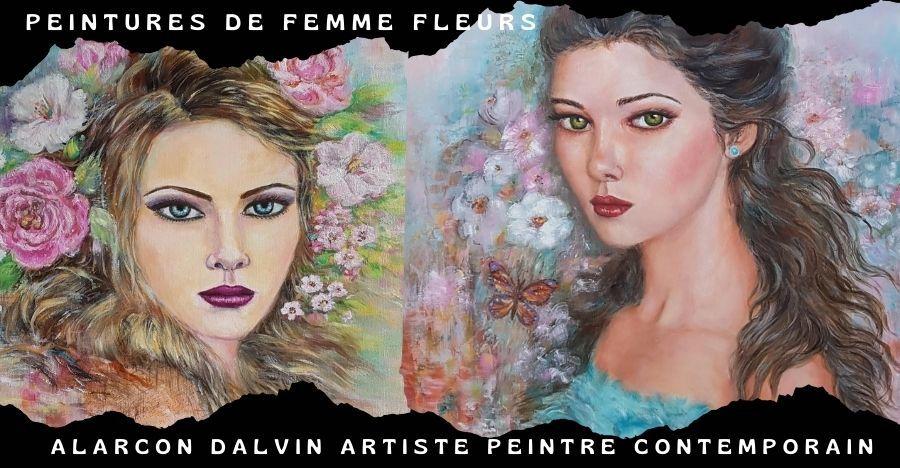 Découvrez en vidéo les peintures sur toile de femme moderne femme fleurs de l'artiste peintre contemporain Alarcon Dalvin