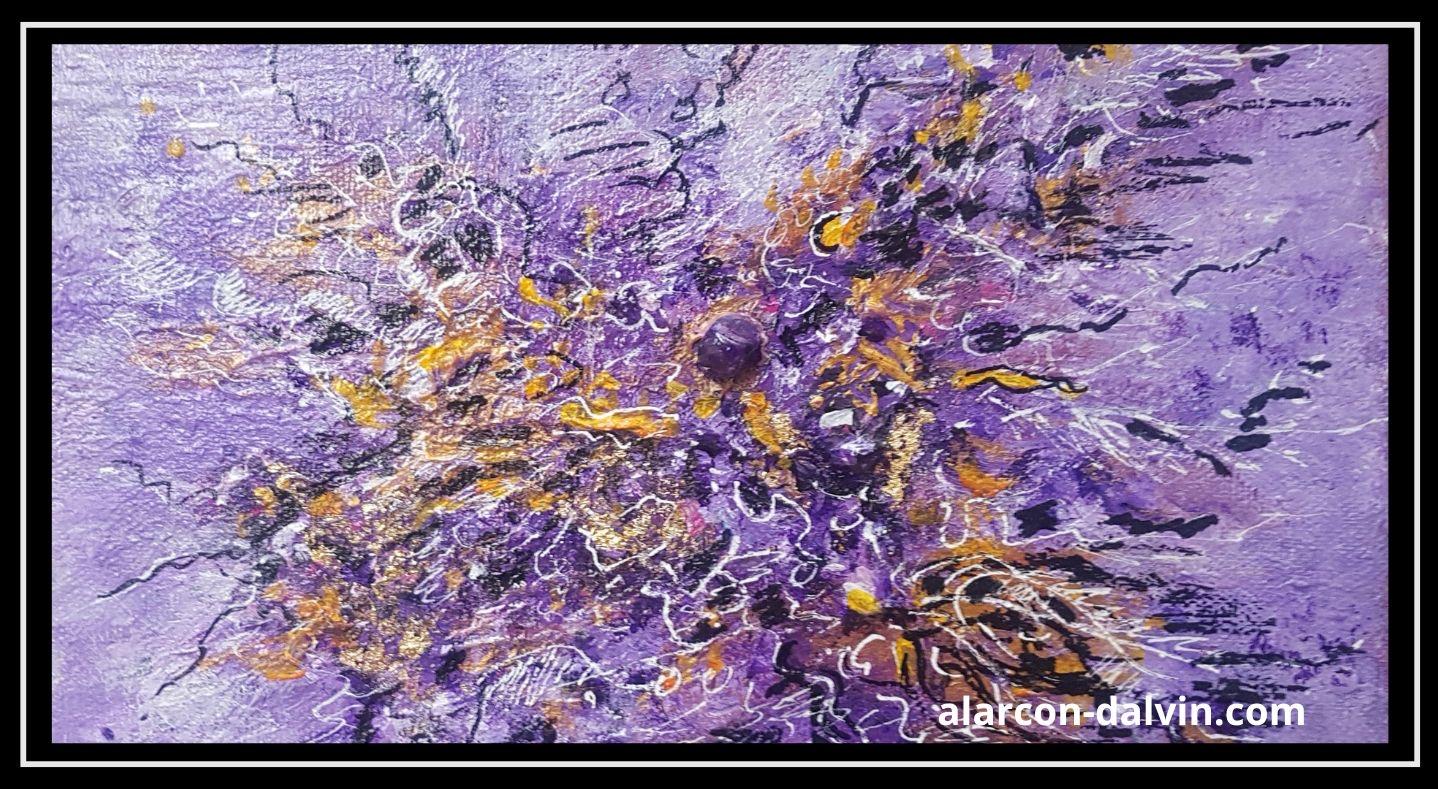 peintures intuitives acrylique sur toile violets de l'artiste peintre Alarcon Dalvin