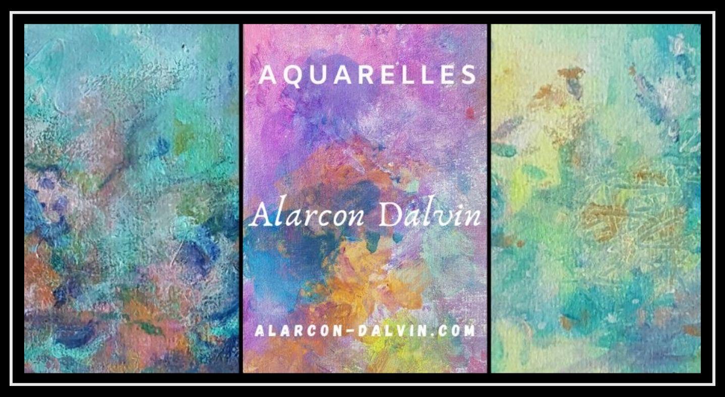 Peinture intuitive aquarelle de l'artiste peintre contemporain Alarcon Dalvin