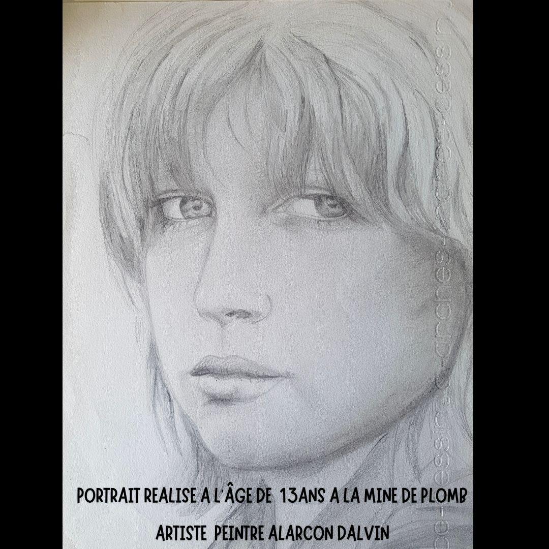 Portrait réalisé à l'âge de 13 ans réalisé à la mine de plomb artiste peintre Alarcon Dalvin. Mes premiers dessins ma première passion dessiner des portraits noir et blanc artiste peintre autodidacte