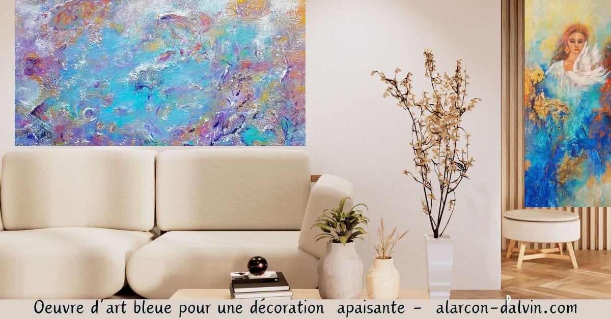 Peinture abstraite moderne en bleu pour décoration intérieure, tableau contemporain pour salon ou bureau Œuvre d’art bleue pour décoration murale, tableau design aux nuances de bleu foncé et turquoisePeinture abstraite moderne à l’acrylique avec des textures en relief. Tableau bleu contemporain idéal pour une décoration intérieure sophistiquée, apportant profondeur et sérénité à un bureau ou salon.