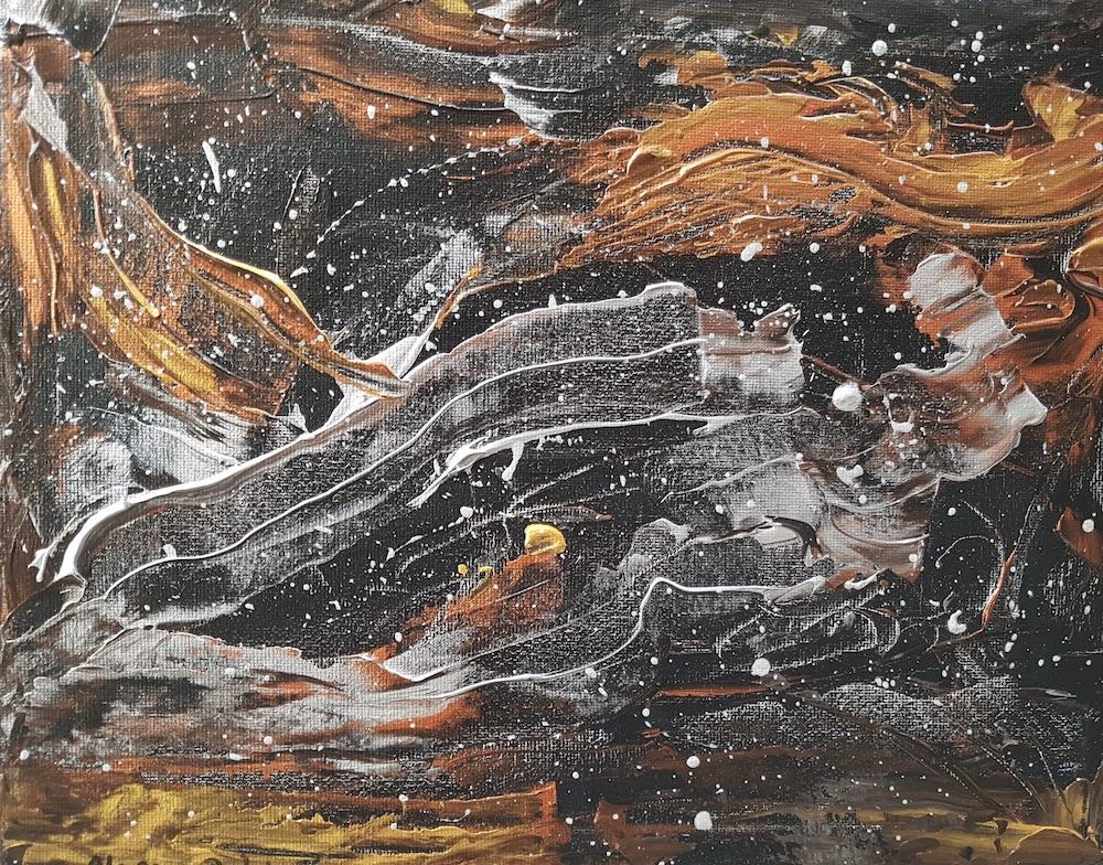 Tableau noir or original unique peint au couteau peinture abstraite sur toile d'artiste peintre