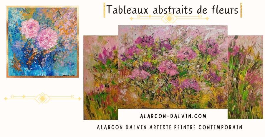 Tableaux abstraits de fleurs une collection pour une décoration intérieure gaie et fleurie tableaux d'artiste peintre peints main au couteau