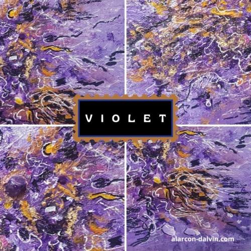 Tableau abstrait violet mauve