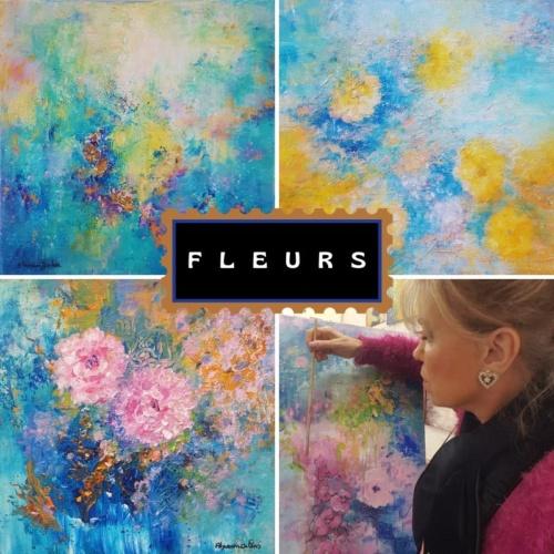 Tableau abstrait fleur moderne