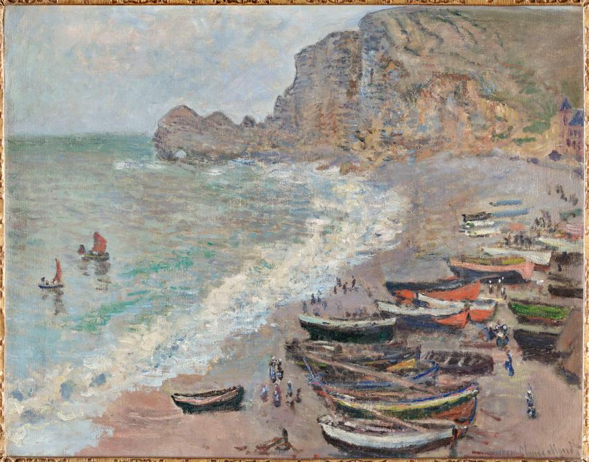 Claude Monet Etretat : la plage et la porte d'Amont 1883 huile sur toile