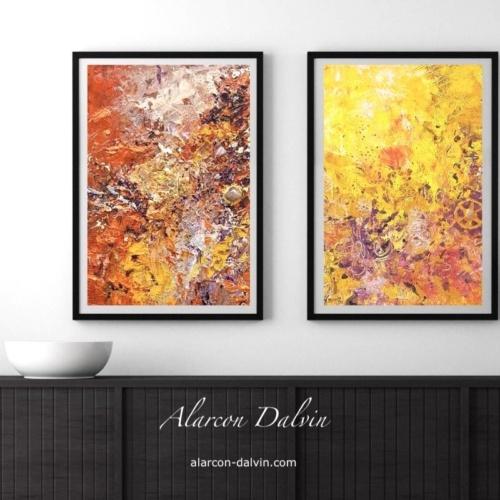 Collection de l'artiste peintre contemporain Alarcon Dalvin de peintures abstraites sur toile en vente en ligne dans sa galerie d'art tous ces tableaux modernes sont réalisés sur une toile de qualité supérieure montée sur châssis fabrication française Les oeuvres d'art de l'artiste peintre internationale Alarcon Dalvin sont uniques car peintes à la main au pinceau et au couteau afin d'obtenir des reliefs qui captent la lumière entres dans l'univers coloré de l'artiste peintre