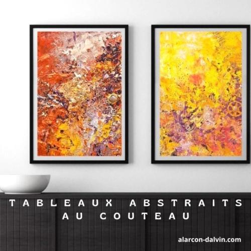 Peinture abstraite au couteau sur toile