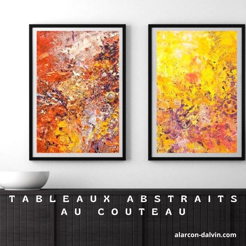 Tableaux abstraits modernes au couteau peinture en relief d'artiste peintre