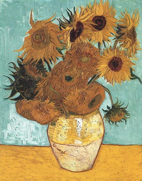 Van Gogh Les 12 tournesols dans un vase série peinte à Arles