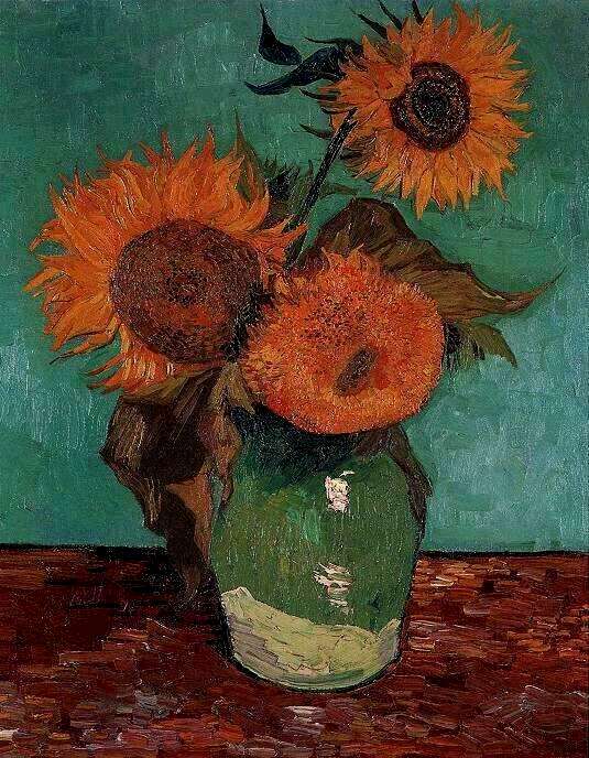 Vincent Van Gogh vase avec 3 tournesols