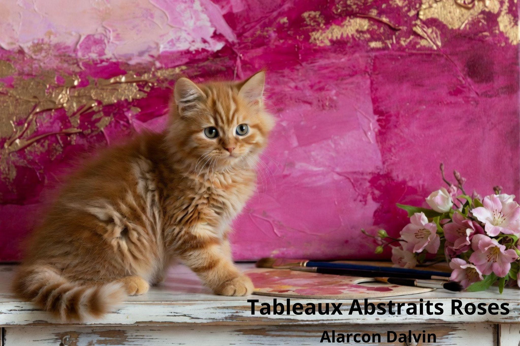 Collection de tableaux abstraits roses sur toile, peintures contemporaines originales réalisées à la main, disponibles à la vente directe dans l’atelier d’artiste Peintre Alarcon Dalvin à Saint-Paul-de-Vence