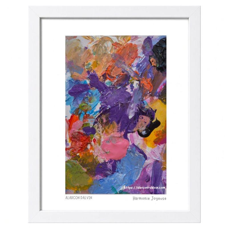Harmonie-joyeuse-peinture-abstraite-papier-acrylique-couteau-avec-cadre-blanc-alarcon-dalvin - 8 Harmonie joyeuse, peinture abstraite sur papier à l’acrylique au couteau avec cadre blanc en option – Alarcon Dalvin