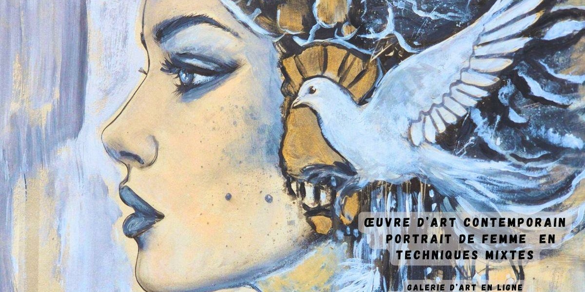 pCe portrait de femme contemporain illustre l’univers artistique d’Alarcon Dalvin, mêlant peinture et poésie. Réalisé en techniques mixtes, chaque détail exprime émotion et originalité. Œuvre protégée par les droits d’auteur du Royaume de Crilambreortrait de femme contemporain en techniques mixtes, œuvre originale d’Alarcon Dalvin, Royaume de Crilambre ©