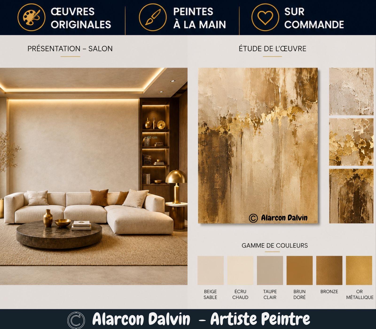 Étude de couleurs et matières pour un tableau sur commande personnalisé artiste peintre Alarcon Dalvin