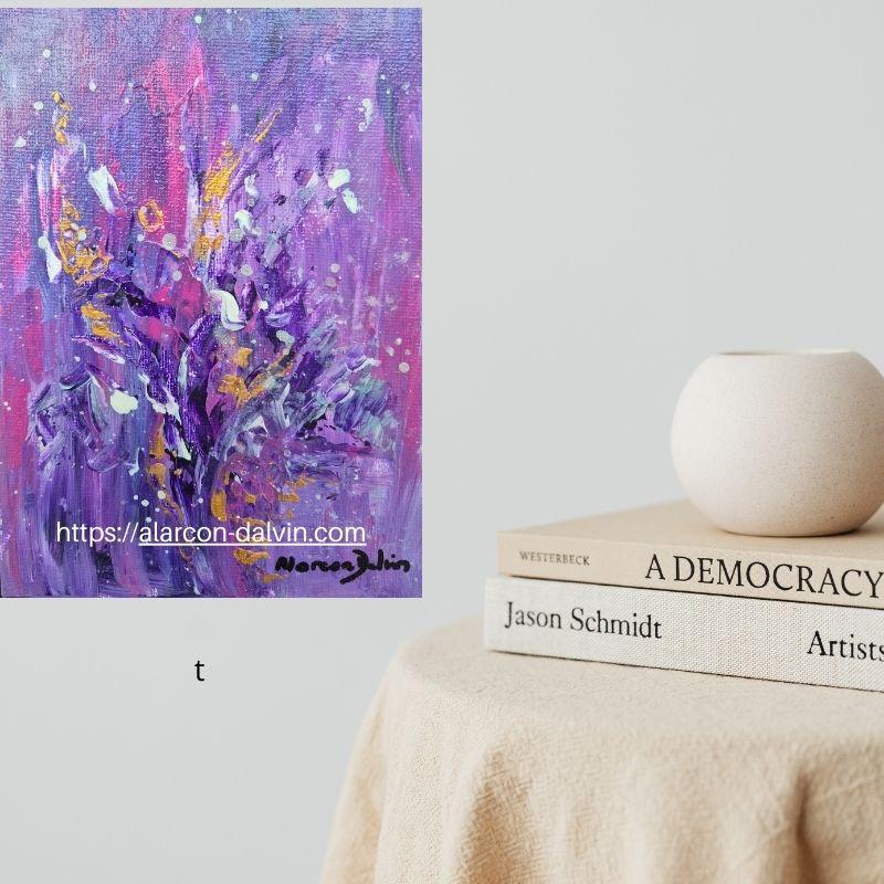 Peinture abstraite sur toile violet Photo d’une peinture abstraite sur toile violet réalisée par l’artiste peintre Alarcon Dalvin