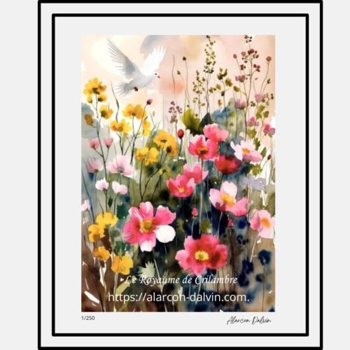 Reproduction du tableau Fleur de l’amitié en tirage d’art numéroté, édition limitée d’artiste, œuvre florale moderne pour décoration murale.