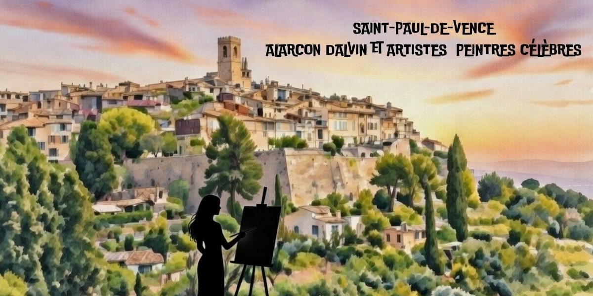 Saint-Paul-de-Vence-Artiste-Peintre-Alarcon-Dalvin-et-artistes-peintres-celebres Danielle Alarcon Dalvin, artiste peintre contemporaine à Saint-Paul-de-Vence, entourée de l’héritage des artistes célèbres du village provençal : Chagall, Matisse, Braque, Folon et Verd
